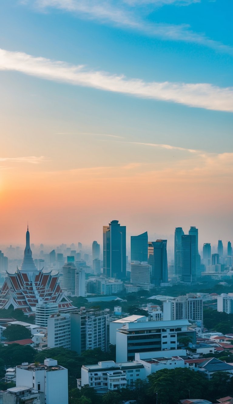 Clear skies over Bangkok in December, with a cool and refreshing atmosphere, ideal for sightseeing and outdoor activities